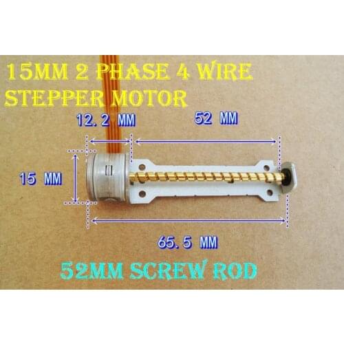Hot Sale! 10pcs 15mm 2 Phase 4 Wire Stepper Motor With 52mm Screw Rod