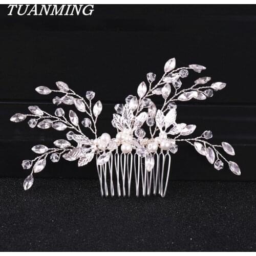 New Rhinestone Pearl Hair Comb For Women Bridal Pearl Hair Comb Wedding Hair Accessories Hair Ornaments Combs Bride Headpiece