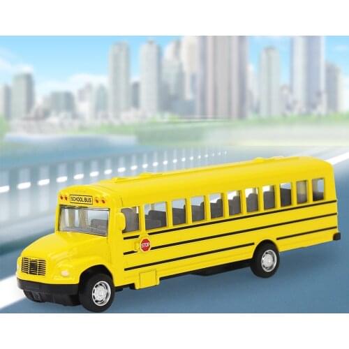 Mini Simulated Alloy School Bus Toy Pull Back Function Car Diecast Vehicle Metal Automobile Children Educational Toys Xmas Gift