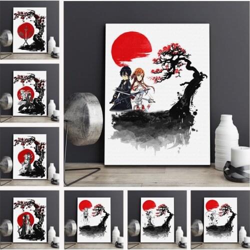 WTQ Canvas Painting Anime Posters Sword Art Online Canvas Painting Retro Poster Wall Decor Poster Wall Art Picture Home Decor