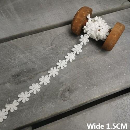 1.5CM Wide White Cotton Flowers Water-soluble Lace Handmade DIY Clothing Accessories Headwear Clothes Home Fabric Decoration