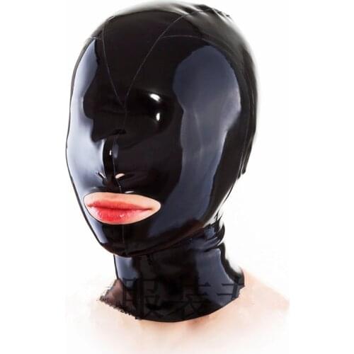 Top Grade Latex Hood Unisex bdsm Hood Latex Bondage Open Mouth Latex Rubber Mask Costume Adults Cosplay Game Toys
