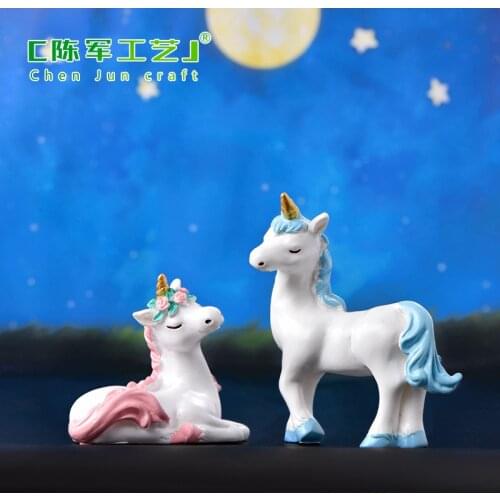 Cartoon Vinyl Unicorn Figurine Miniature Fairy Garden Ornament DIY Cake Car Home Decoration Accessories Wedding Gift