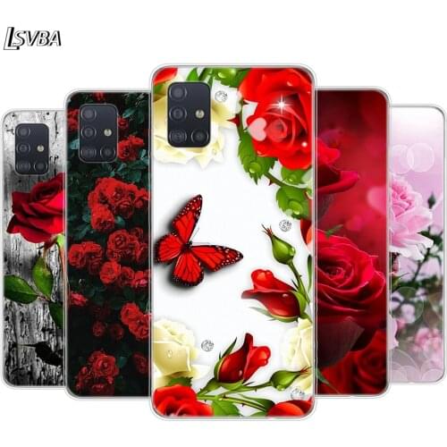 Red Roses Flower For Samsung Galaxy A01 A11 A12 A22 A21S A31 A41 A42 A51 A71 A32 A52 A72 A02S Soft Phone Case