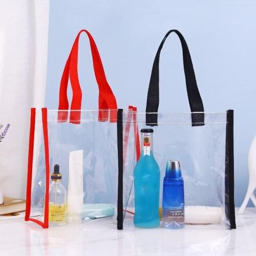 New Transparent PVC Solid Color Handbag Waterproof Beach Swimming Travel Storage Bag Women Shopping Bags Cosmetic Shoulder Bags