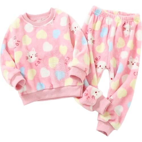 Girl Sleepwear Clothes 2021 Autumn Winter Children Clothing Sets Flannel Boys Pajama Sets Kids Pijama Clothing for Girls 2-12Y