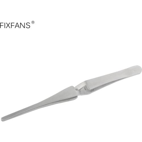 FIXFANS 16cm Cross Locking Tweezers Stainless Steel Reverse Action Tweezers with Blunt Round Tip for Jewelry Hobby Craft DIY