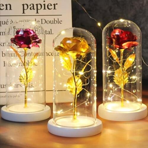 Special Romantic Gift Beauty and The Beast Rose In LED Glass Dome Forever Red Rose Valentines Day Mothers Day Birthday Gift