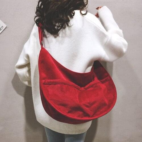 Womens new fashion crossbody bag student large capacity fashion corduroy shoulder bag ladies out shopping bag travel bag