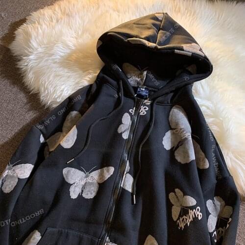 Oversized Sweatshirt Vintage Sweatshirts Women Korean Style y2k Harajuku gothic clothes Butterfly Print Long Sleeve Pullovers