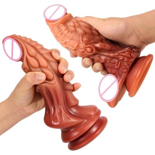 Flesh-colored Liquid Sillicone Animal Anal Dildo 18 Toys For Women Men Strap On Peins Soft Big Dildo Butt Plug Suction Cup Anal
