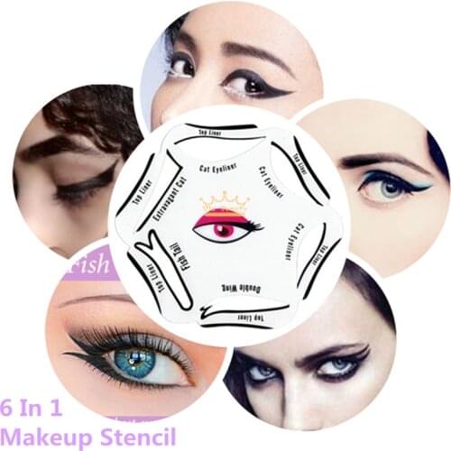 1pack Cat Eye Makeup Stencil Multifunction Eye Stencil 6 Style Template Card Fish Tail Double Wing Eyeshadow Stencils