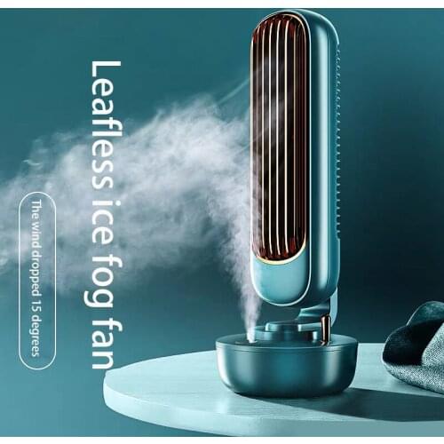 Air Cooler Fan Mini Desktop Air Conditioner Usb Umidifiersummer Home Office Leafless Cooling Fan Rechargeable Fan Black