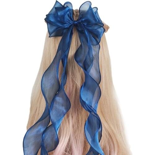 Null Vintage 3-Layer Big Bowknot Hair Clip Solid Color Glitter Long Ribbon Hairpins Ponytail Styling Braids Barrettes Decorative