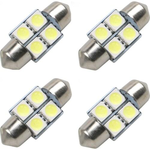 Yiastar 50PCS 31mm 36mm 39mm 41mm DC 12V C5W White 3 SMD 5050 LED Festoon Interior Dome Light Lamp Bulb For Car