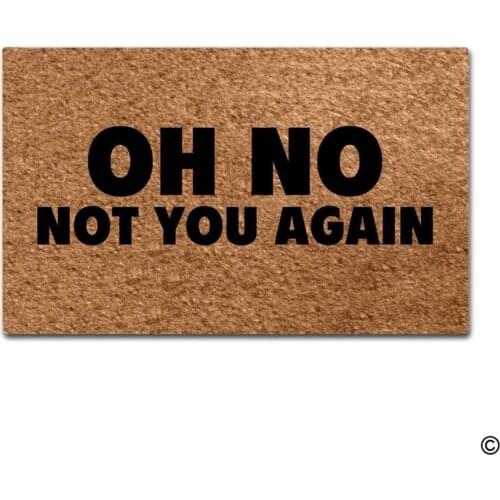 Funny Door Mat Oh No Not You Again Doormat Outdoor Indoor Mat Non-woven Fabric Top Rubber Back 15.7x23.6 Inch