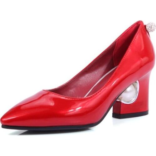 Big Size ladies high heels women shoes woman pumps Pointed, shallow, thick-heeled single shoes