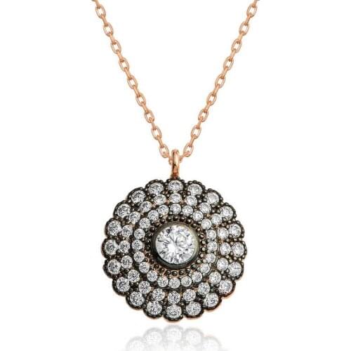 Real Silver 925 Jewelry Silver Diamond Montür Flower Lady Necklace