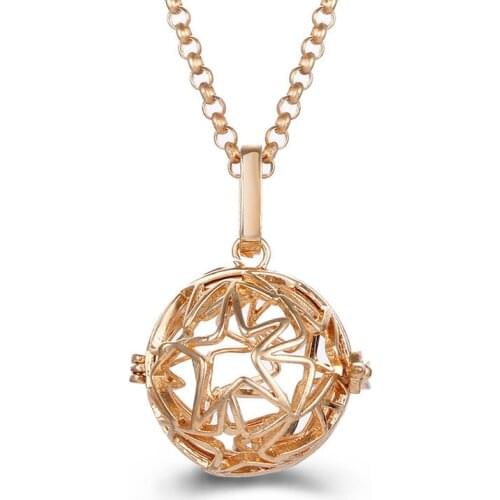 2021 Mexico Hollow Star Necklace Vintage Perfume Locket Music Ball Pendant Aromatherapy Diffuser Sweater Chain For Women Jewelry