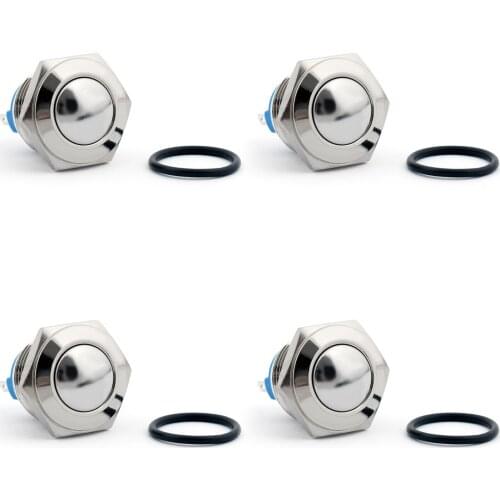 Artudatech 4PCS Normally Closed Spherical Momentary Push Button Switch 36V/2A 16mm 2 Pin