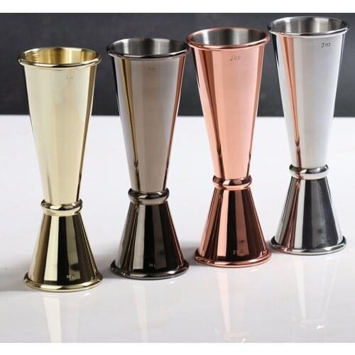 50Pcs/Lot 30/60ml Stainless Steel Measuring Cups Party Wine Cocktail Shaker Double Tone Jigger Shot Drinks Rectification Mixed