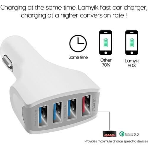 1pc 4 Port USB Car Charger QC3.0 Quick Phone Charge Adapter Fast Smart Charging for Samsung Galaxy S7 Edge iPhone