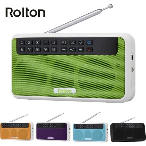 Rolton E500 Wireless Bluetooth Speaker HiFi Stereo Music Player Portable Digital FM Radio w/ Flashlight LED Display Mic TF Slot