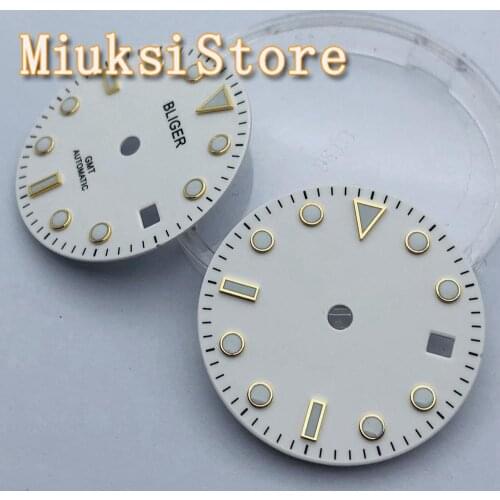 BLIGER 28.5mm white sterile dial luminous watch dial fit ETA 2836 2824 Miyota 8205 8215 821A Mingzhu DG 2813 3804 movement