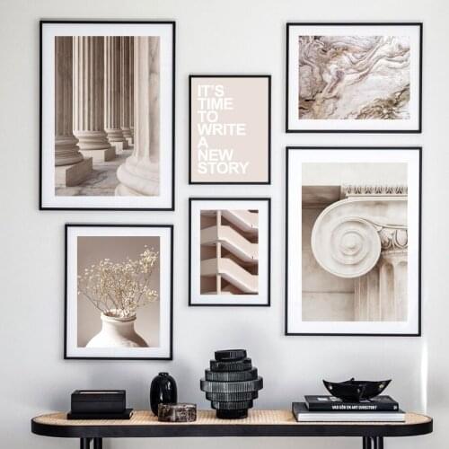 Flower Vase Stone pillar stairs Abstract wood Quotes Wall Art Print Canvas Painting Nordic Poster Decor Pictures For Living Room