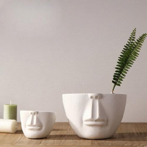 Man face flower pots planters home decoration modern desktop decor bar shop creative DIY gifts white ceramic pots