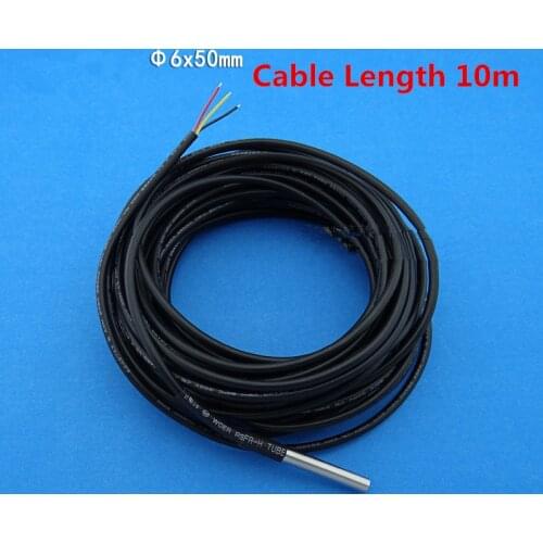 Ds18b20 temperature probe for DALLAS Heat detector stainless steel waterproof cable 10m 7x0.16TS tinned brass copper wire sensor