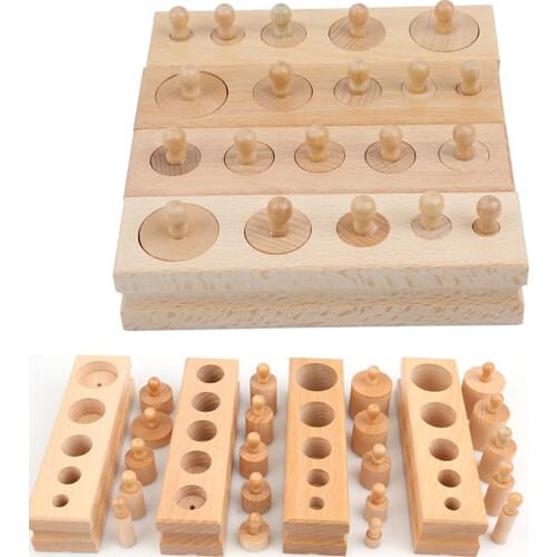 Wooden Toys Puzzle Montessori Educational Cylinder Socket Toy Childern Development Practice Senses Puzzle Math Brain Teaser Kids
