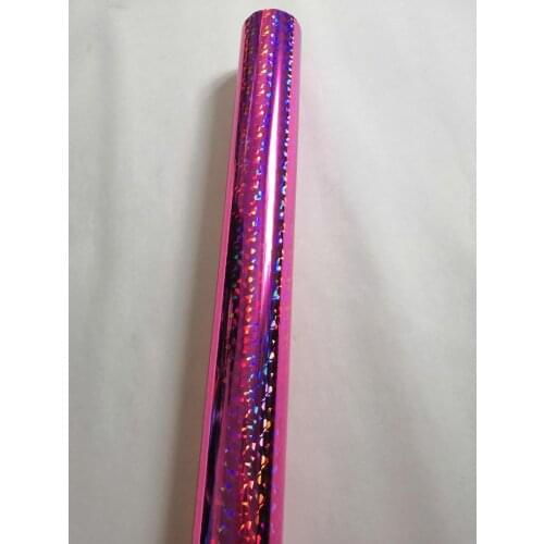 Holographic foil pink color broken glass pattern Q-1-04 hot stamping on paper or plastic heat transfer film 64cm x 120m
