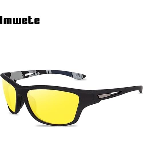 Imwete Mens Sunglasses Polarized 2021 Fashion Dust Mirror Goggles Retro Outdoor Sports Cycling Yellow Night Sun Glasses