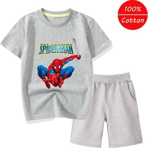 Disney Spiderman Summer childrens suit girl Clothing suit top+pants 2 piece set childrens casual wear sports suit