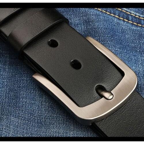 140 150 160 170cm Large Size 100% Cow Genuine Leather Belt Mens Casual Metal Pin Detachable Buckle Straps Ceintures Jeans Belts