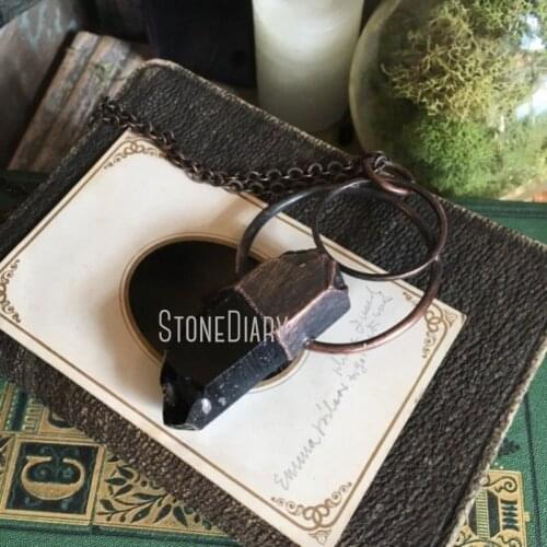 NM39969 Raw Smoky Quartz Large Crystal Necklace Electroformd Copper Gypsy Jewelry Healing Crystals Gothic Necklace Gift