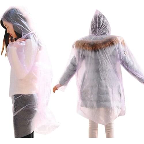 1PC New Disposable Raincoat For Men And Women Outdoor Hiking Rainwear Transparent Waterproof Rain Coat Poncho Suit Random Color