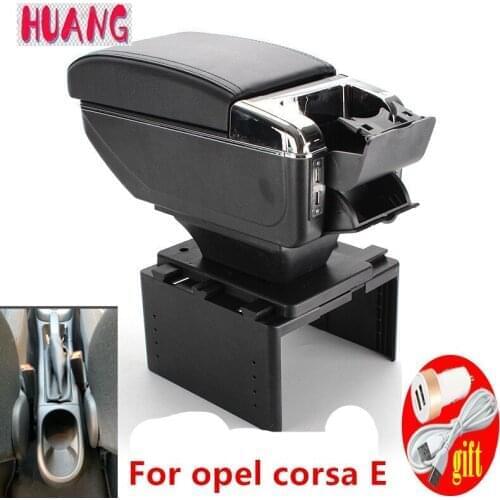 For opel corsa E Armrest box with cup holder ashtray decoration products accessories With USB interface