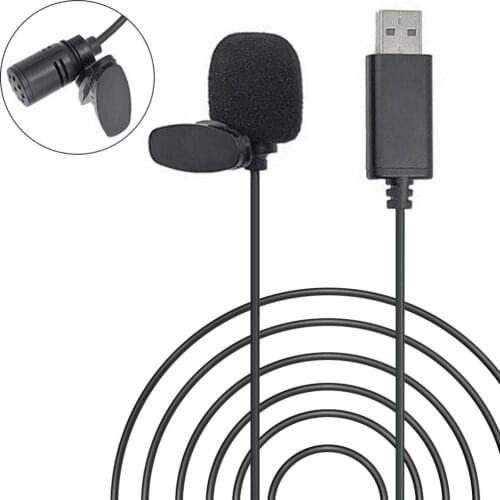 Portable USB Mini Microphone Lapel Lavalier Mic Clip-on External Radio Microphones for Laptop PC Computer Recording Chat Studio
