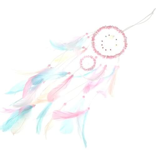 1pc Pink Feather Girl Catching Dream Net Openwork Dream Catching Lace Dreamcatcher Bead Handmade Valentines Day Gift