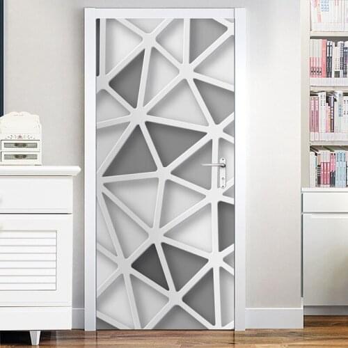 Modern Geometric Door Sticker Self Adhesive PVC Retro Stair Pattern Wall Sticker Waterproof Natural Scenery Home Decor Decal