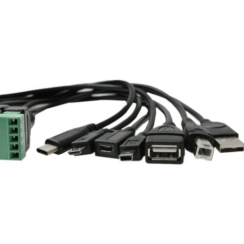 USB 2.0 Female Micro usb mini usb Type-C Male to 5 Pin Female Bolt Screw Connector with Shield Terminal Plug Adapter Cable 30cm