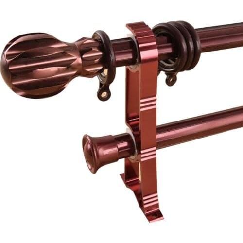 Wine Red Thickened Load-bearing Aluminum Alloy Decorative Head Curtain Rod Roman Rod Curtain Track Mute Single Pole Double Pole