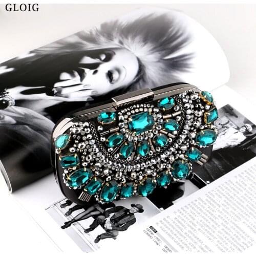 Vintage Women Evening Bags Diamonds Party Handbags Shoulder Chain Day Clutch Small Wedding Dinner Party Purse