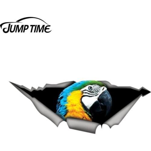 Jump Time 13cm x 4.9cm Yellow and blue macaw car decal 3D Pet Graphic Vinyl Decal Car Window Laptop Bumper Car Stickers