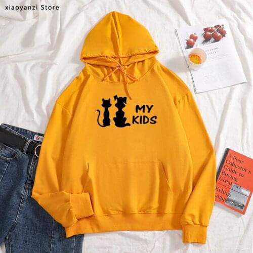 My Kids Cat and Dog Print Women hoodies Cotton Casual Funny sweatshirts For Lady Girl pullovers Hipster Tumblr sportswear OT-116