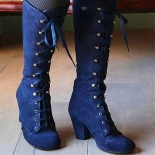 Office Ladies Boots Women Boots Fashionable Cross Strap High Heel Winter Shoes Women Lace Up Boots Women Footwear