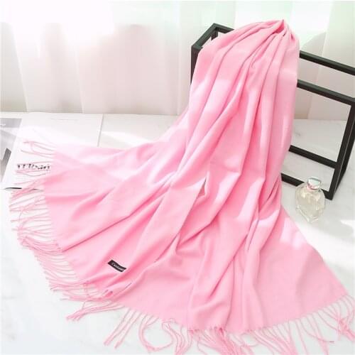 Women Winter Cashmere Scarf Warm Solid Thick Casual Lady Hijab Scarves Pashmina Shawls Wraps Tassel Female Echarpe 2021