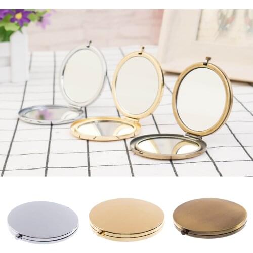 1 Pc Mini Makeup Mirrors 57.1mm Blank Round Metal Compact Mirror Portable Cosmetic Pocket Mirror Girls Gift Women Beauty Tools